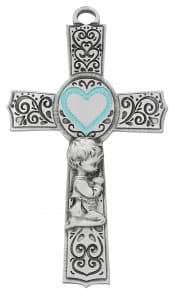 6in. Pewter Baby Boy Cross Boxed