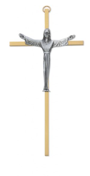 7 in. Brass Crucifix Boxed