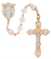 Crystal Rose Gold Guadalupe Rosary Boxed