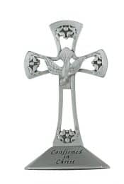 4in Standing Pewter Confirmation Cross Boxed