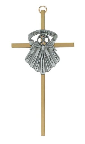 6in Brass Gifts of the Spirit Cross Boxed
