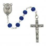 Blue Glass Communion Rosary Boxed
