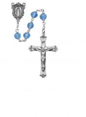 Blue Tin Cut Crystal Rosary Boxed