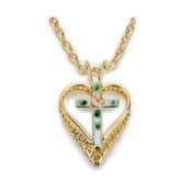 Gold over Sterling Silver Heart Cross Boxed