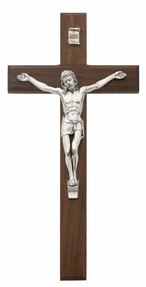 10 in. Walnut Stain Crucifix Boxed