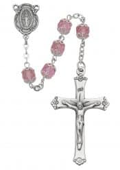 Rose Glass Capped Rosary Boxed