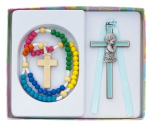 Kiddie Rosary and Crib Cross Set Boxed