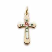 Gold over Sterling Silver Cloisonne Cross Boxed