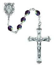 Purple Glass February Rosary Boxed