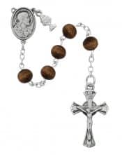 Brown Wood Communion Rosary Boxed