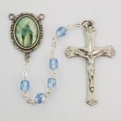 Blue Glass Lady of Grace Rosary Boxed