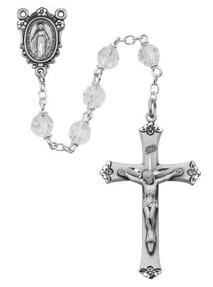 Crystal Tin Cut Rosary Boxed