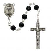 Black Glass Communion Rosary Boxed