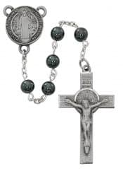 Hematite St Benedict Rosary Boxed
