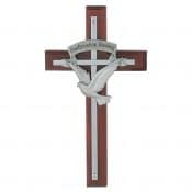 7in Holy Spirit Cherry Stained Cross Boxed