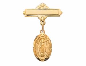 Gold on Sterling Miraculous Baby Pin Boxed
