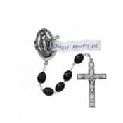 Black Prayer Petition Locket Rosary Boxed