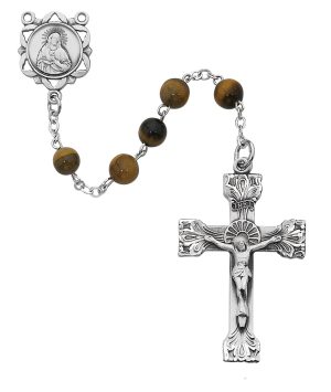 Genuine Tiger Eye Rosary Boxed.