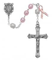 Pink Pearl like  Cancer Rosary Boxed
