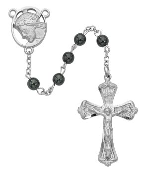 Hematite Ecce Homo Rosary Boxed