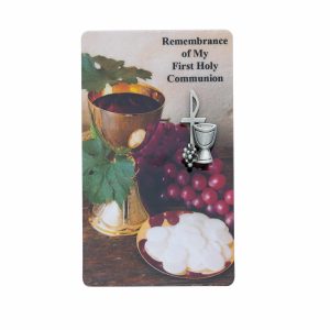 Silver Chalice Pin with Holy Card Bagged