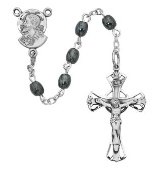 Imitation Hematite Youth Rosary Boxed
