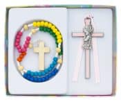 Kiddie Rosary and Crib Cross Set Boxed