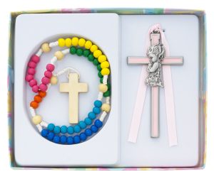 Kiddie Rosary and Crib Cross Set Boxed