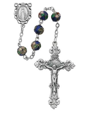 Blue Cloisonn? Rosary Boxed