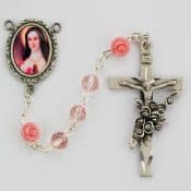Pink Glass Therese Rosary Boxed