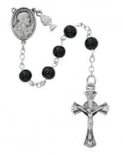 Black Glass Communion Rosary Boxed