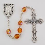 Amber Glass November Rosary Boxed