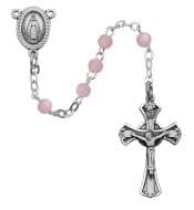 Pink Glass Youth Rosary Boxed