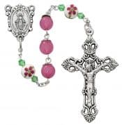 8mm Pink Rosary Boxed