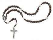 7.5mm Brown Wood Corded Chalice Rosary Boxed