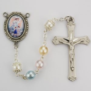 Multi Pearl like  Guardian Angel Rosary Boxed