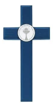 6" Blue Painted Wood & White Epoxy Chalice Boxed