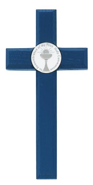 6" Blue Painted Wood & White Epoxy Chalice Boxed