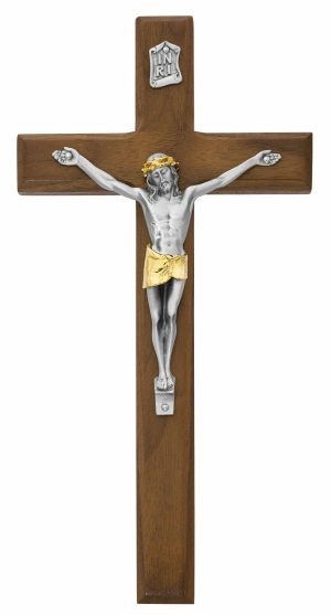 10 in. Walnut Crucifix Boxed