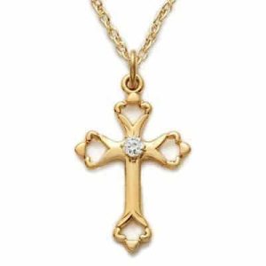 Gold over Sterling Silver Cross Boxed