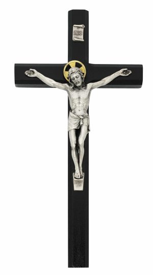 10in Black Painted Crucifix Boxed