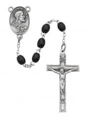 Black Oval Wood Rosary Boxed