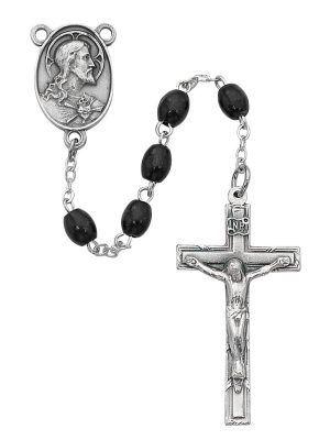 Black Oval Wood Rosary Boxed