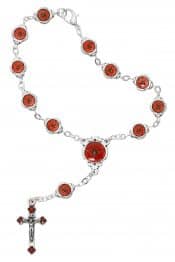 Red Enameled Auto Rosary Carded
