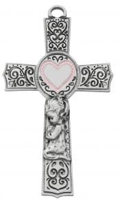 6in. Pewter Baby Girl Cross Boxed