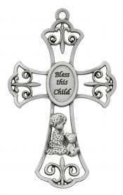 Baby Pewter Boy with Puppy Cross Boxed