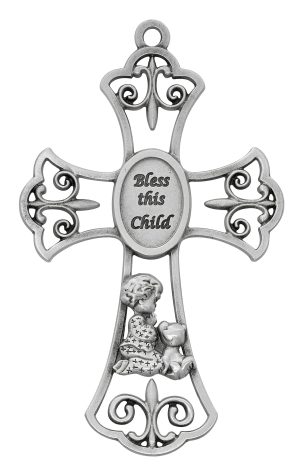 Baby Pewter Boy with Puppy Cross Boxed