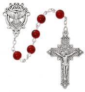 Red Marble-like Holy Spirit Rosary Boxed