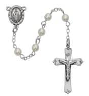 Pearl like Glass Youth Rosary Boxed