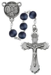 8mm Blue Wood Rosary Boxed